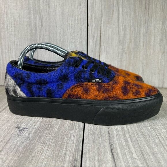 Vans Era Platform Mix Leopard Chunky Sneaker Shoes Blue Orange Womens Size 9.5 - Picture 1 of 10